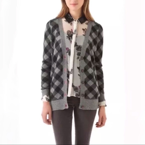 * SOLD * Madewell Wallace 100% Merino Wool Plaid Cardigan - Picture 2 of 13